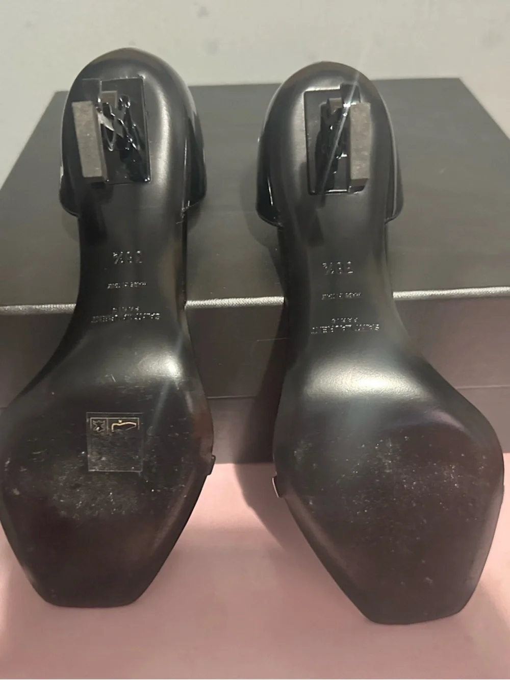 Saint Laurent Black Patent Leather Ankle-Strap Sandals - Picture 5 of 10